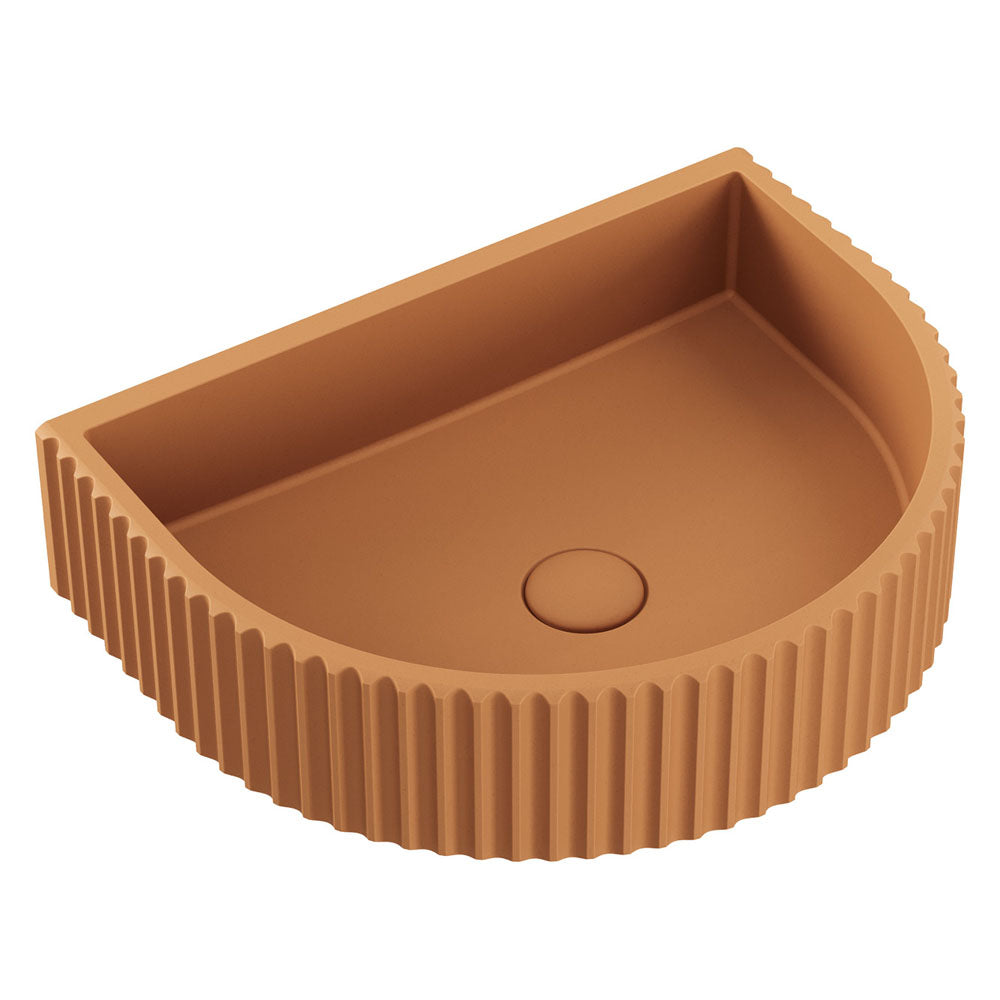 Fienza Valentina Fluted Arch Concrete Wall Hung Basin, Tuscan