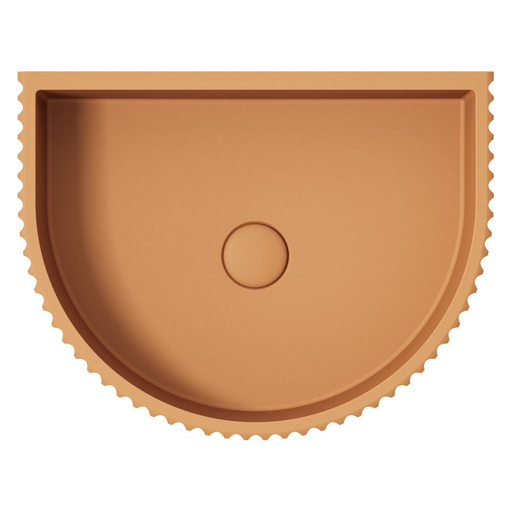 Fienza Valentina Fluted Arch Concrete Wall Hung Basin, Tuscan
