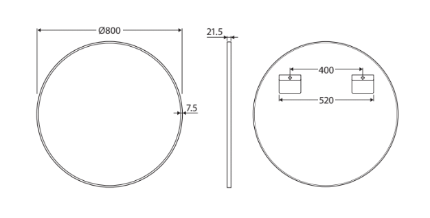 Fienza Reba Round Framed Mirror 800mm Matte Black