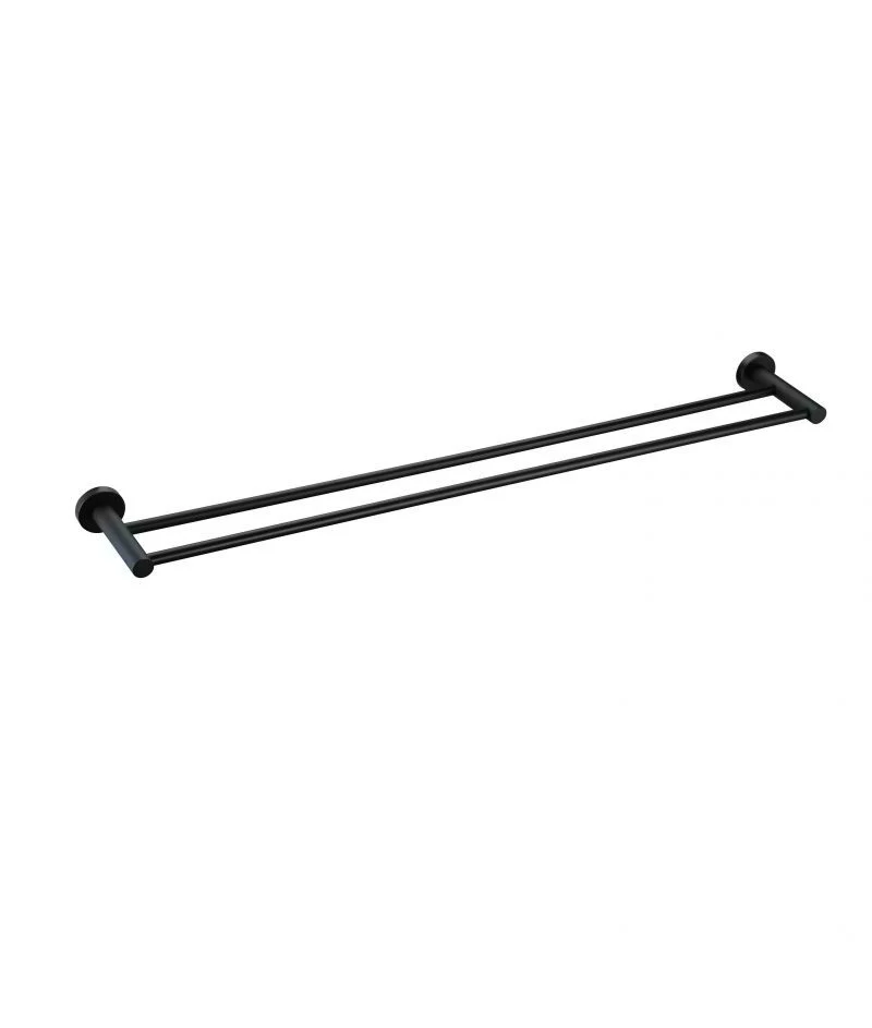 Meir Round Double Towel Rail 600mm, Matte Black