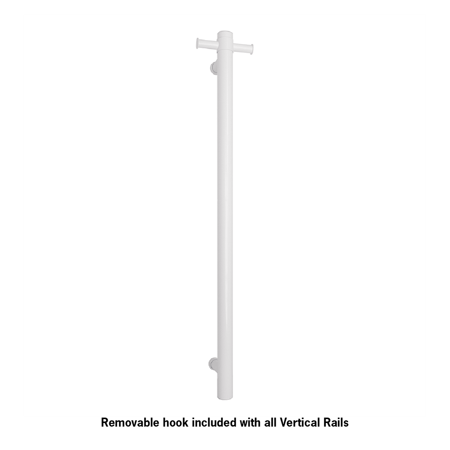 Thermogroup Thermorail Vertical Round 12Volt Heated Towel Rail, Satin White