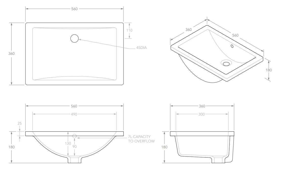 Adp Scoop Undercounter Basin, Gloss White