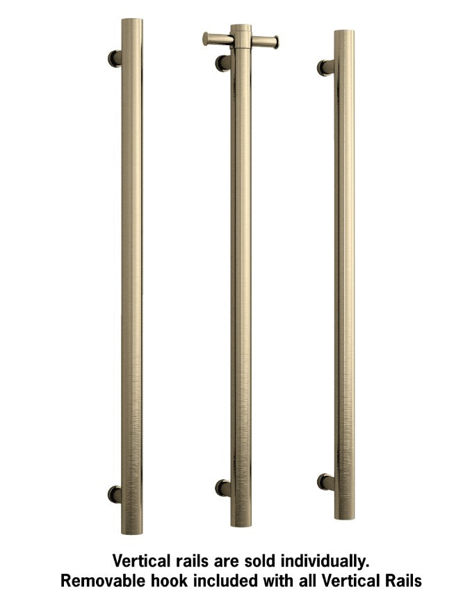 Thermogroup Thermorail Vertical Round 240Volt Heated Towel Rail, Brushed Brass