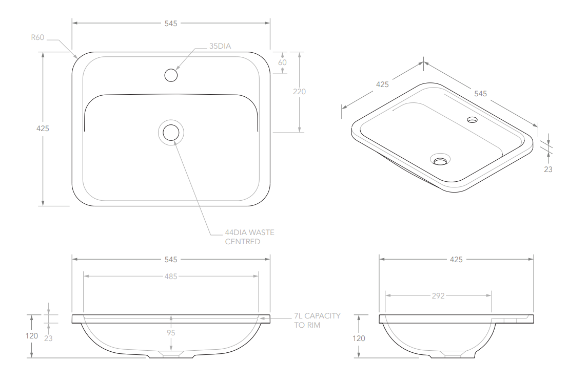 Adp Strength UnderCounter/Inset Basin, Gloss White