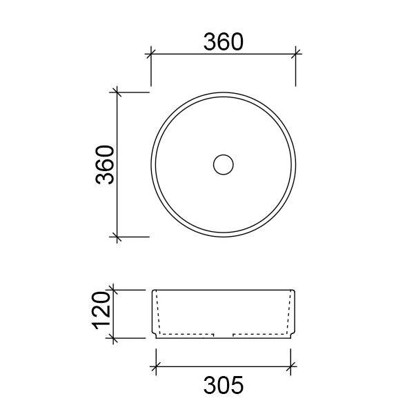 Timberline Allure Above Counter Basin 360mm, Matte Mint