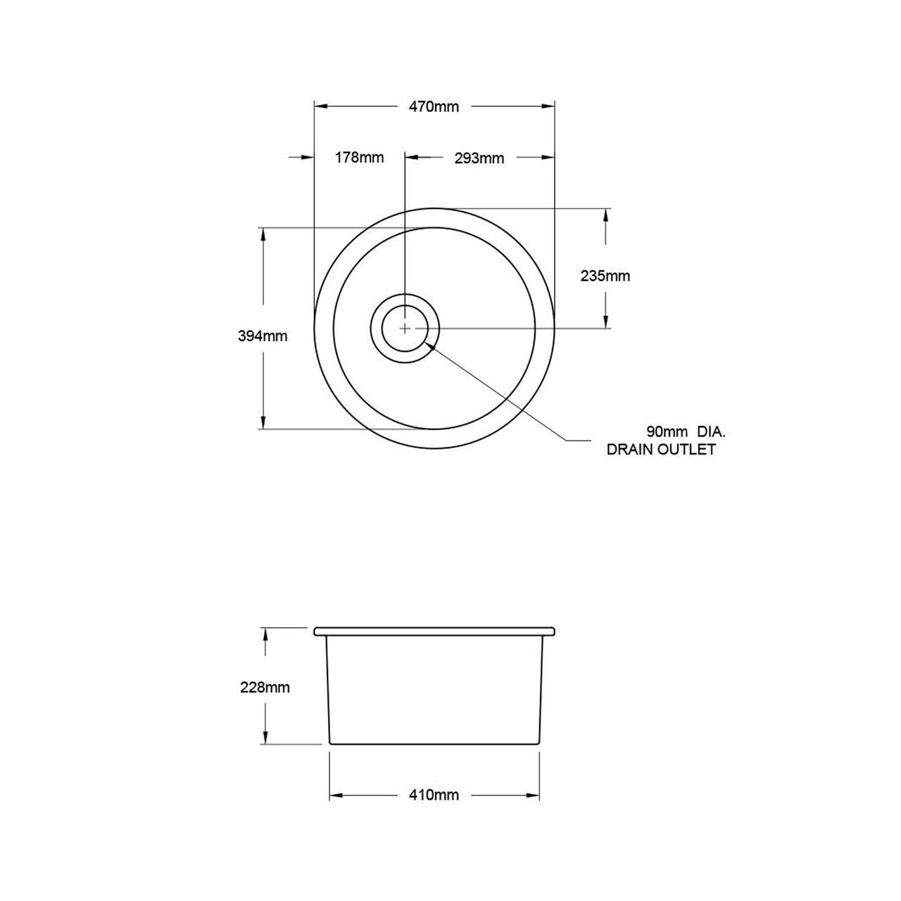 Turner Hastings Cuisine Round 47 Inset / Undermount Fireclay Sink