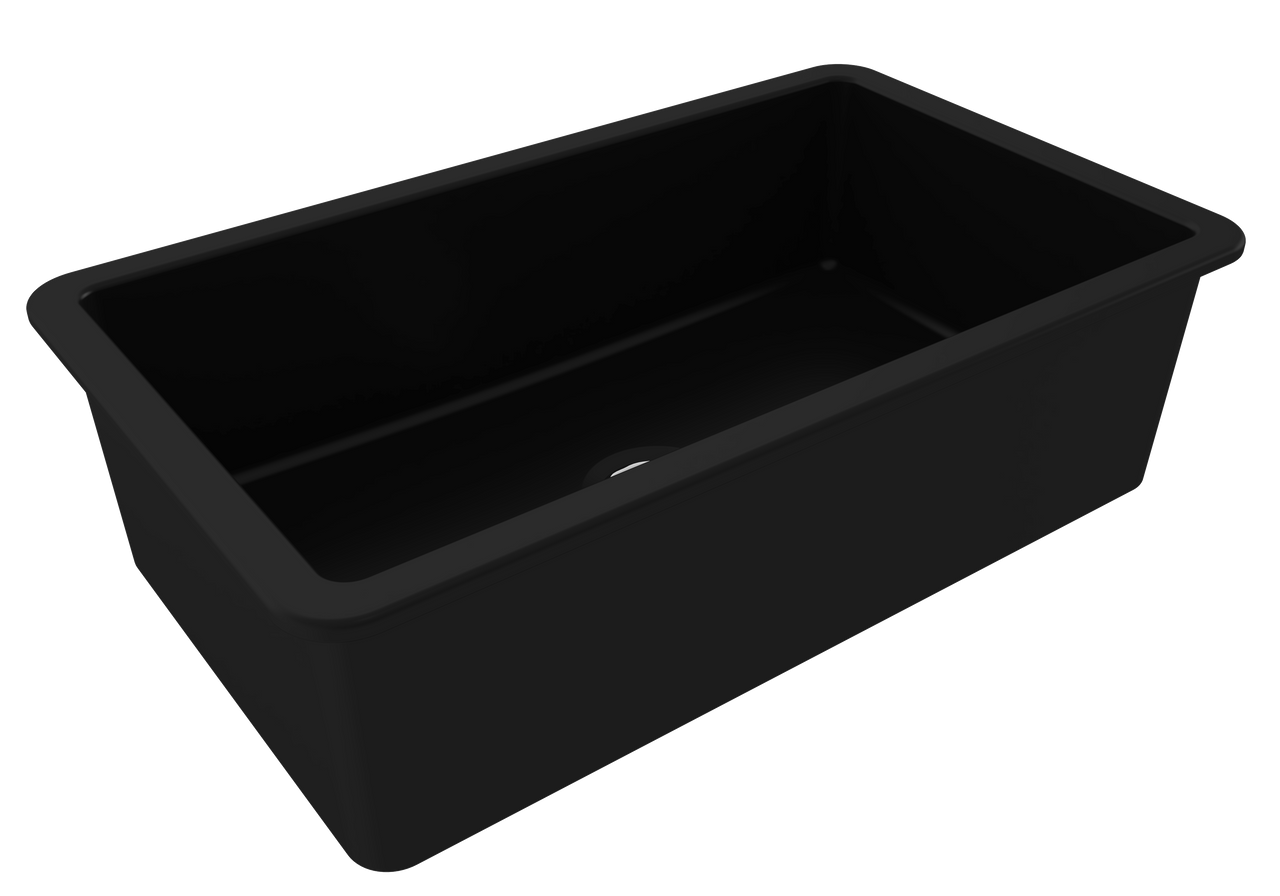 Turner Hastings Cuisine 81 x 48 Inset / Undermount Fine Fireclay Sink, Matte Black