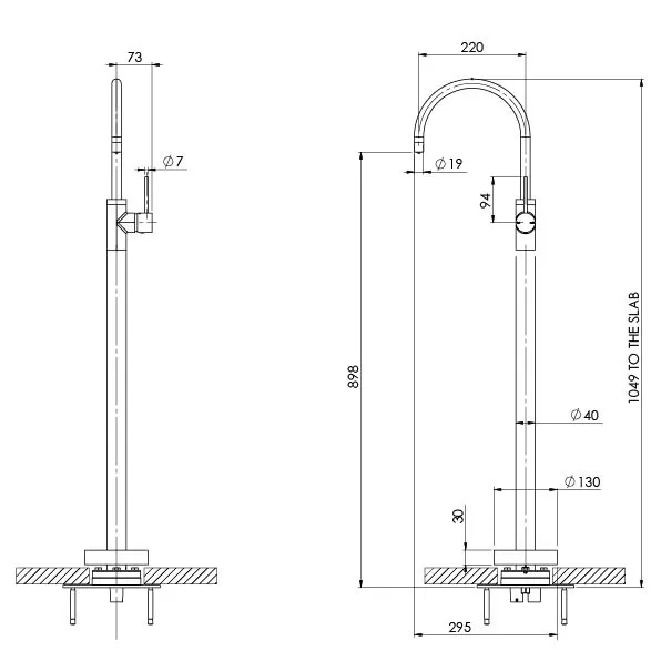Phoenix Vivid Slimline Floor Mounted Bath Mixer, Brushed Carbon