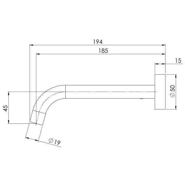 Phoenix Vivid Slimline Wall Basin Outlet 180mm Curved, Brushed Carbon (Lead Free)