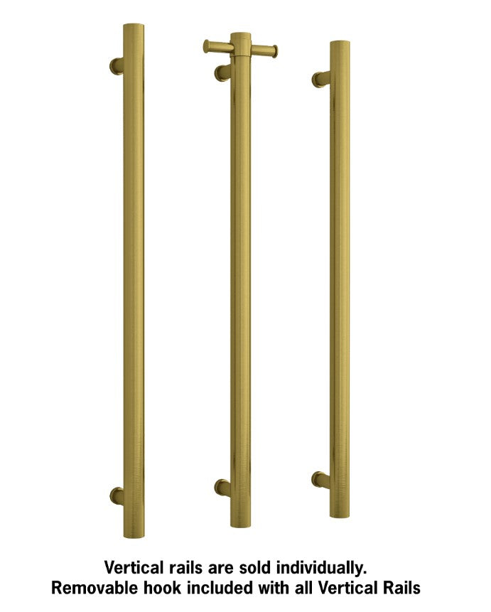 Thermogroup Thermorail Vertical Round 240Volt Heated Towel Rail, Brushed Gold