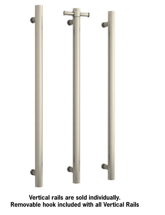 Thermogroup Thermorail Vertical Round 240Volt Heated Towel Rail, Brushed Nickel