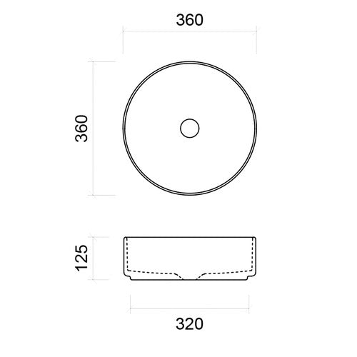 Timberline Allure Arrow Above Counter Basin 360mm, Matte White