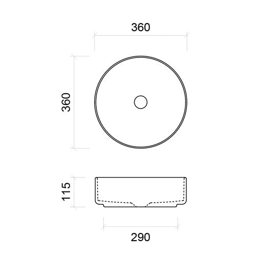 Timberline Allure Dimple Above Counter  Basin 360mm, Matte White